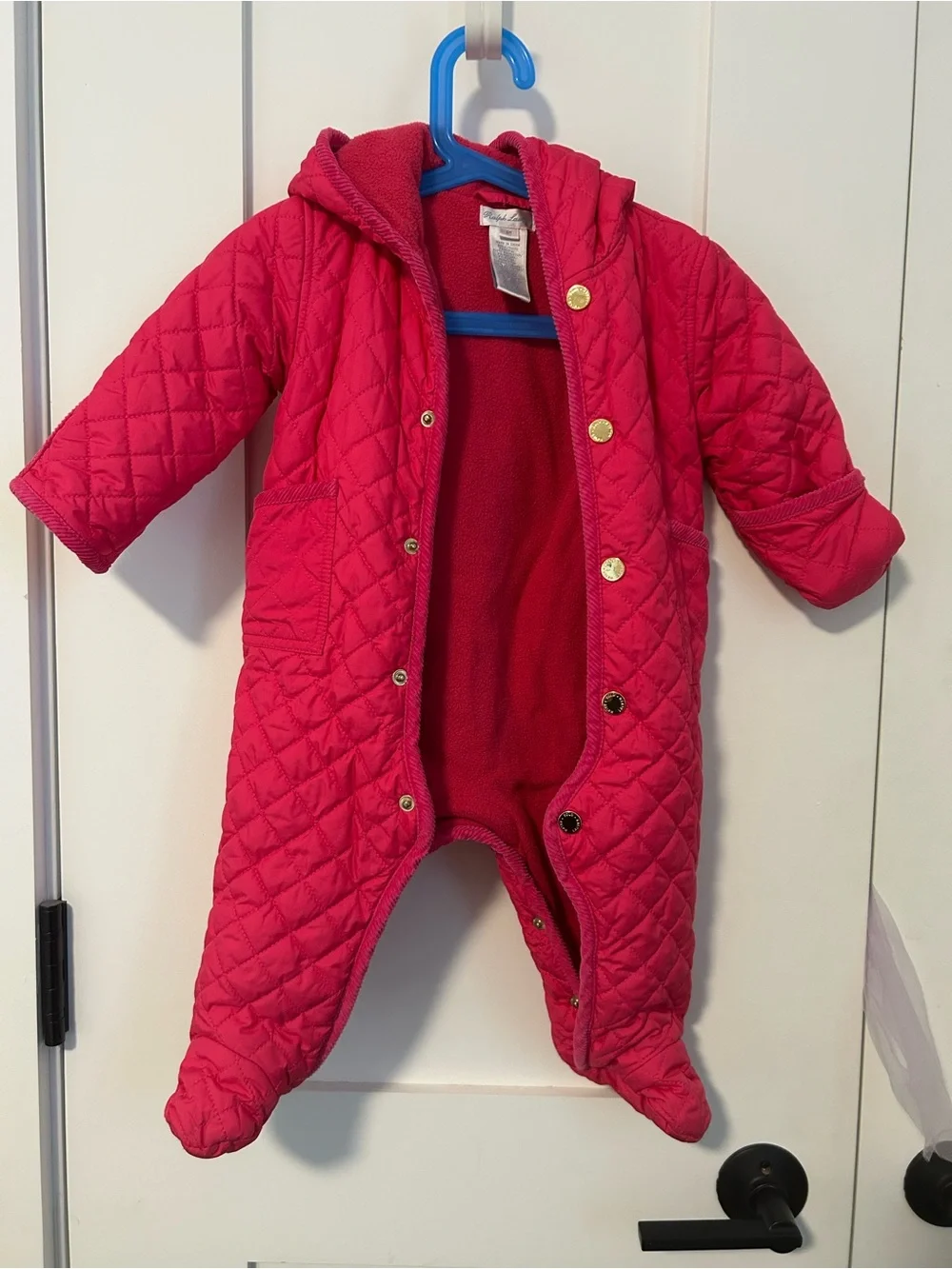 Ralph Lauren Quilted Red Hooded Baby Snowsuit